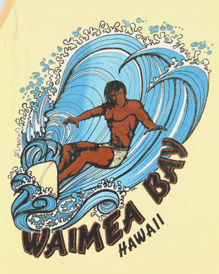 Vintage 1980s Waimea Bay Hawaii Single Stitch Made In USATank Top Vest - L