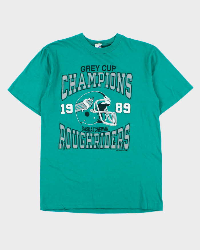 DS Vintage 1989 Saskatchewan Rough Riders Grey Cup Champions CFL Single Stitch Made In USA Crewneck T-Shirt - M
