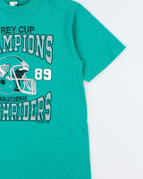 DS Vintage 1989 Saskatchewan Rough Riders Grey Cup Champions CFL Single Stitch Made In USA Crewneck T-Shirt - M