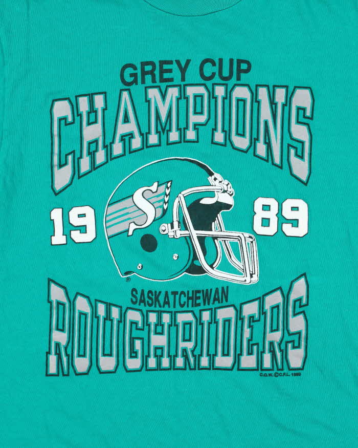 DS Vintage 1989 Saskatchewan Rough Riders Grey Cup Champions CFL Single Stitch Made In USA Crewneck T-Shirt - M