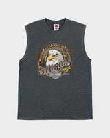 Vintage Harley Davidson Marl Grey Heavyweight Made In USA 'Sturgis' Sleeveless Crewneck T-Shirt - L
