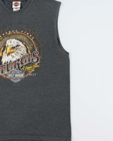 Vintage Harley Davidson Marl Grey Heavyweight Made In USA 'Sturgis' Sleeveless Crewneck T-Shirt - L