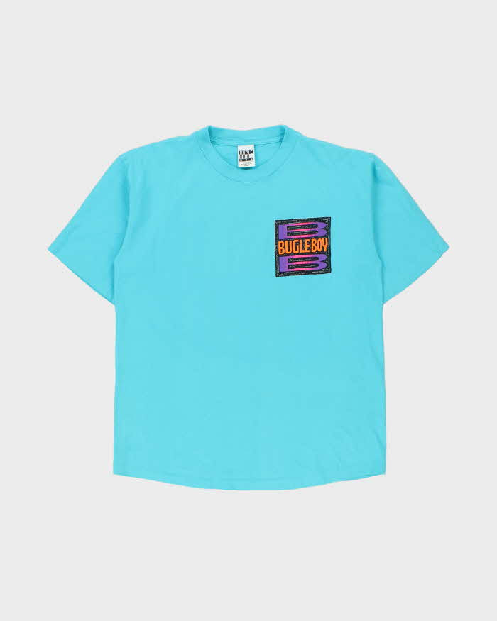 Vintage 1990s Bugle Boy Aqua Blue Heavyweight Single Stitch Made In USA Crewneck T-Shirt - L