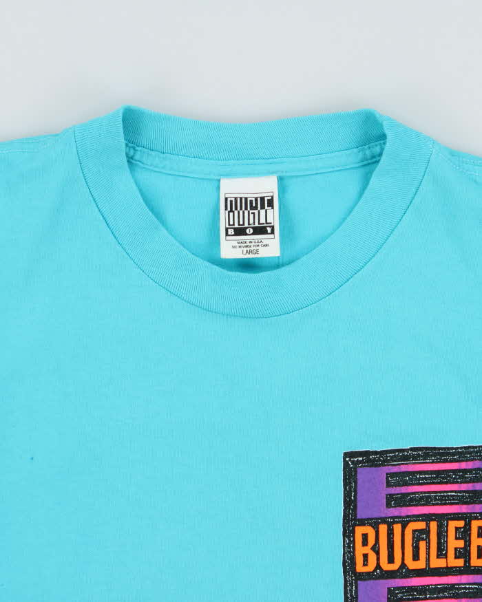 Vintage 1990s Bugle Boy Aqua Blue Heavyweight Single Stitch Made In USA Crewneck T-Shirt - L