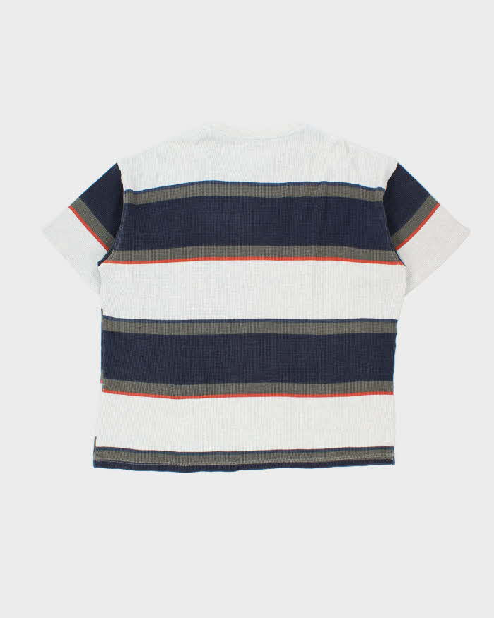 Vintage 1990s Northern Elements Heavyweight Striped Crewneck Waffle T-Shirt - L