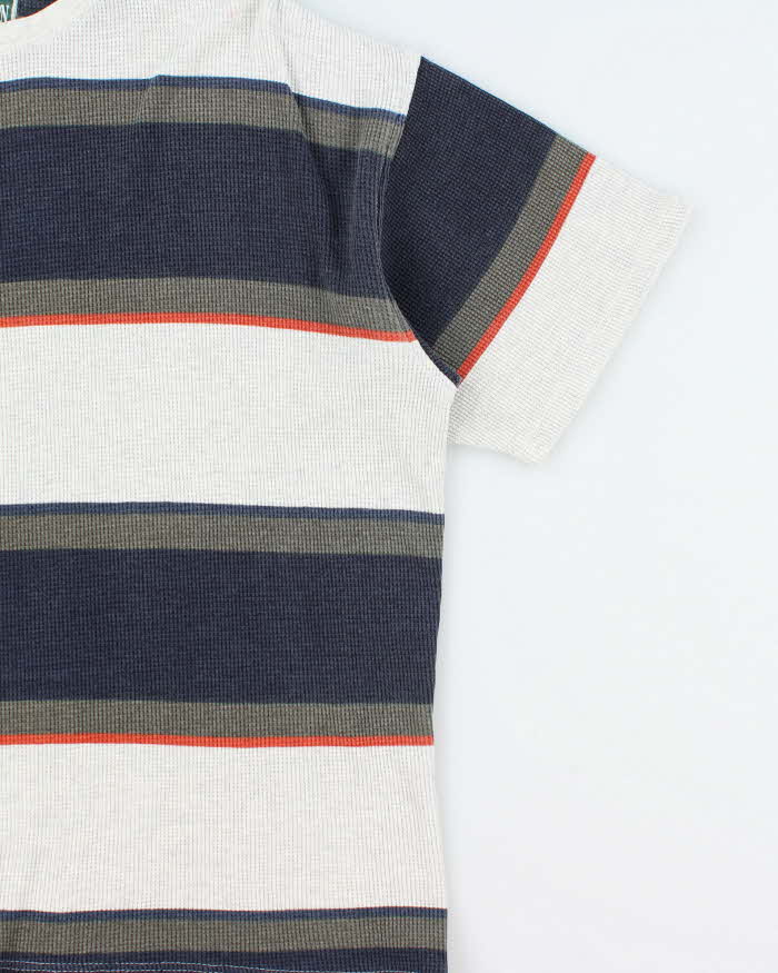 Vintage 1990s Northern Elements Heavyweight Striped Crewneck Waffle T-Shirt - L