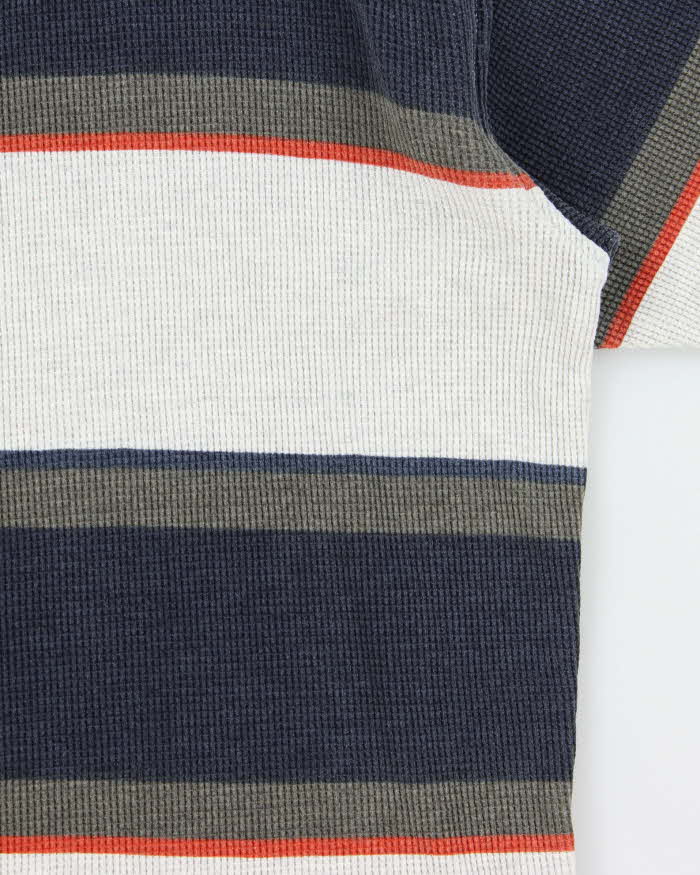 Vintage 1990s Northern Elements Heavyweight Striped Crewneck Waffle T-Shirt - L
