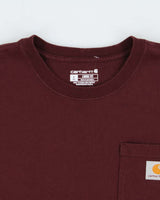 Vintage Carhartt Maroon Heavyweight Loose Fit Crewneck Pocket T-Shirt - L