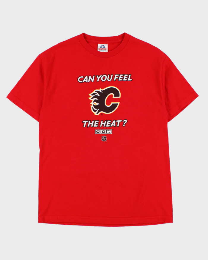 Vintage 1990s Galgary Flames NHL CCM Heavyweight Crewneck T-Shirt - L