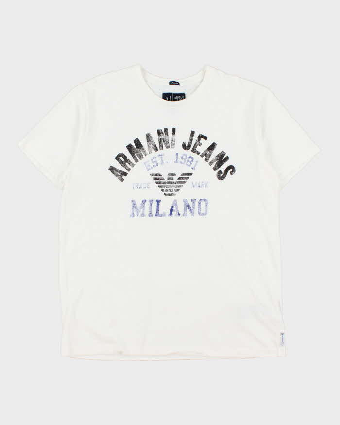Vintage Armani Jeans Classic Distressed Milano Regular Fit Crewneck T-Shirt - XL