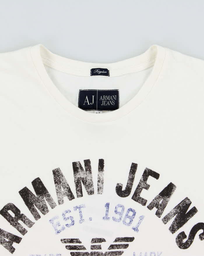 Vintage Armani Jeans Classic Distressed Milano Regular Fit Crewneck T-Shirt - XL
