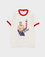 Vintage 1987 Brutus 'the Barber' Beefcake WWF Made In Canada Single Stitch Crewneck Ringer T-Shirt - L