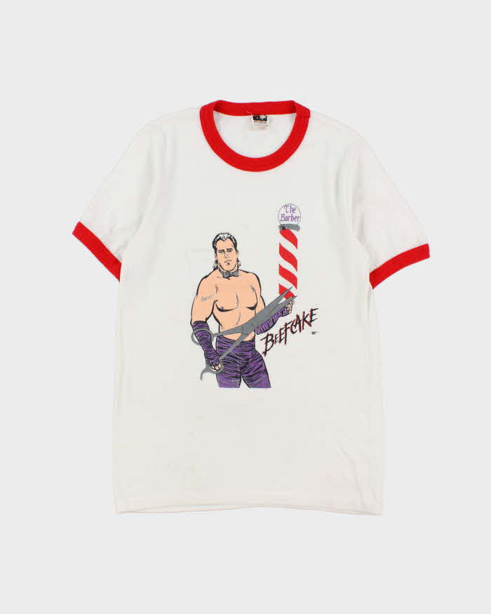 Vintage 1987 Brutus 'the Barber' Beefcake WWF Made In Canada Single Stitch Crewneck Ringer T-Shirt - L