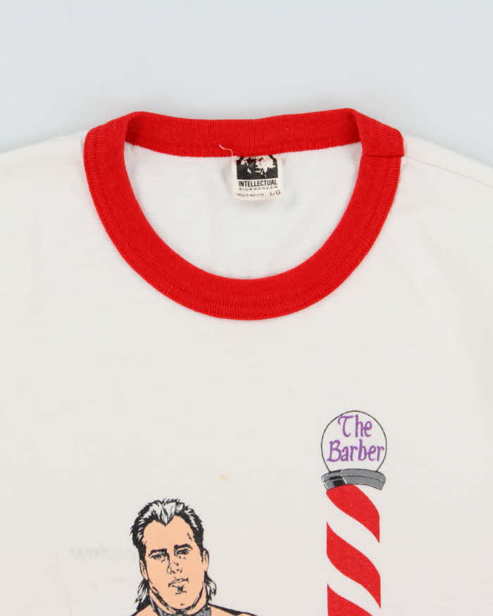 Vintage 1987 Brutus 'the Barber' Beefcake WWF Made In Canada Single Stitch Crewneck Ringer T-Shirt - L