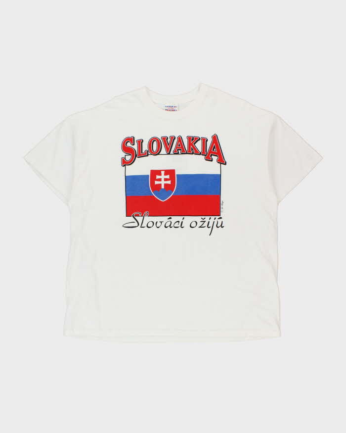 Vintage 1990s Le Pays Slovakia Heavyweight Made In USA Crewneck T-Shirt - XXL