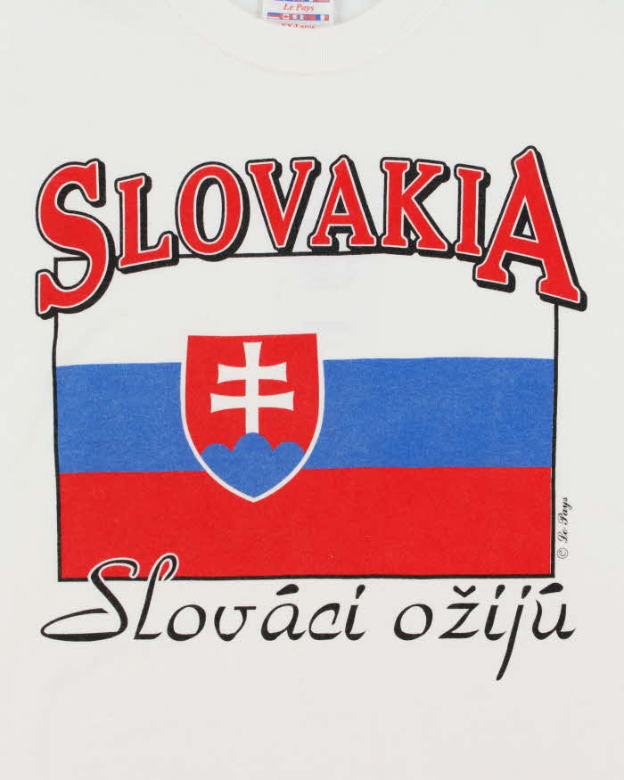Vintage 1990s Le Pays Slovakia Heavyweight Made In USA Crewneck T-Shirt - XXL