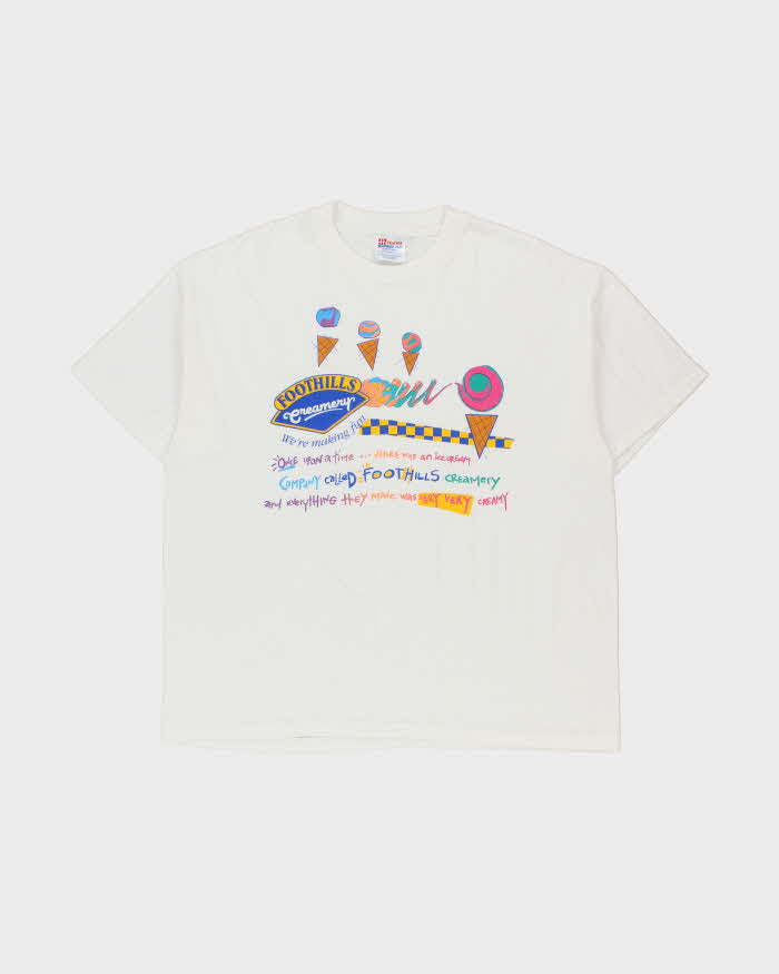 Vintage 1990s Foothills Creamery Icecream Hanes Heavyweight Single Stitch Crewneck T-Shirt - XL