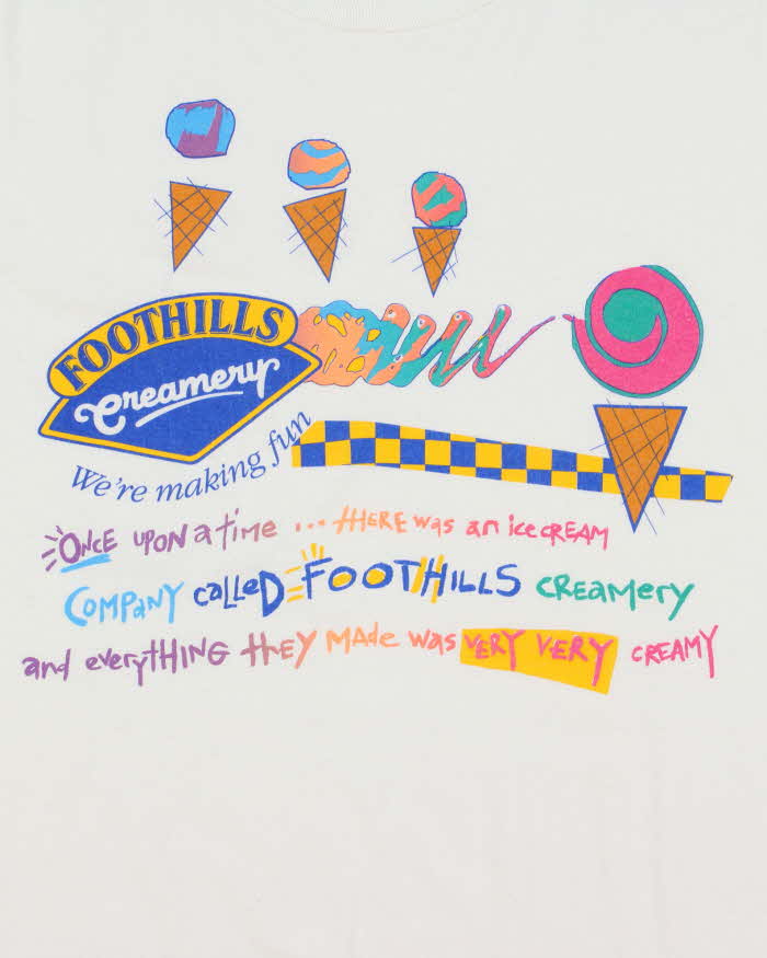 Vintage 1990s Foothills Creamery Icecream Hanes Heavyweight Single Stitch Crewneck T-Shirt - XL