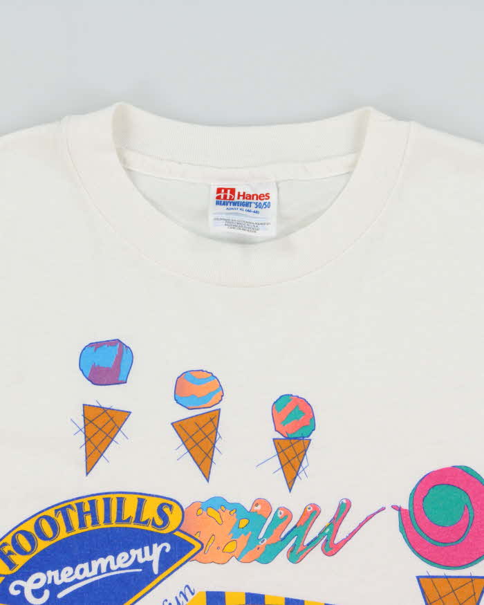 Vintage 1990s Foothills Creamery Icecream Hanes Heavyweight Single Stitch Crewneck T-Shirt - XL