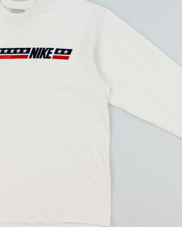Vintage 2003 Y2K Nike 'There Is No Finish Line' Felt Logo Heavyweight Long Sleeve Crewneck T-Shirt - L