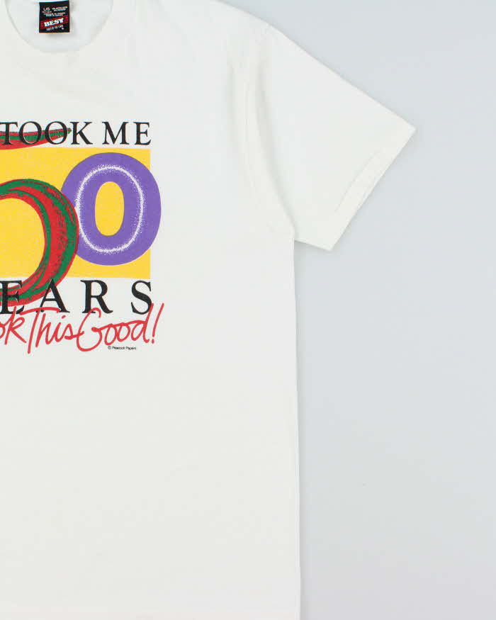 Vintage 1992 Peacock Papers Novelty Heavyweight Single Stitch Made In Canada Crewneck T-Shirt - L