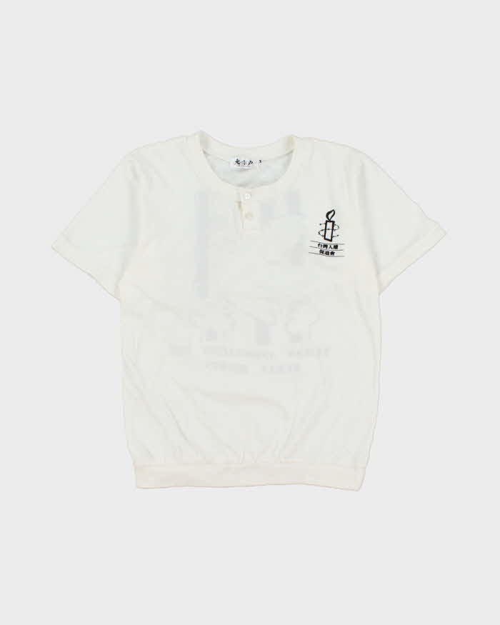 Vintage 1990s Taiwan Human Rights Crewneck Henley T-Shirt - M