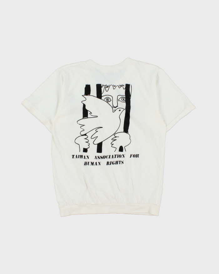 Vintage 1990s Taiwan Human Rights Crewneck Henley T-Shirt - M