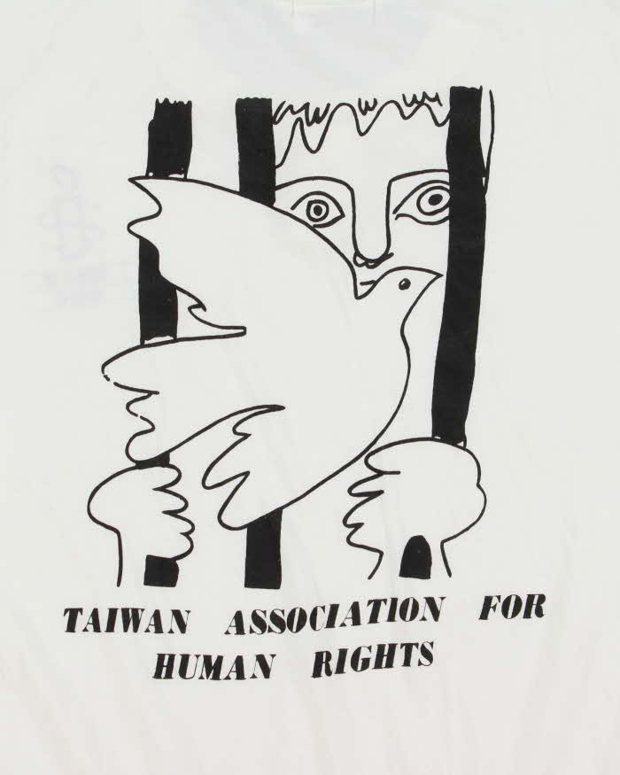 Vintage 1990s Taiwan Human Rights Crewneck Henley T-Shirt - M