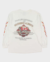 Vintage 2002 Harley Davidson Southern Alberta Made In Canada Heavyweight Flame Long Sleeve Crewneck T-Shirt - L