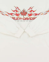 Vintage 2002 Harley Davidson Southern Alberta Made In Canada Heavyweight Flame Long Sleeve Crewneck T-Shirt - L