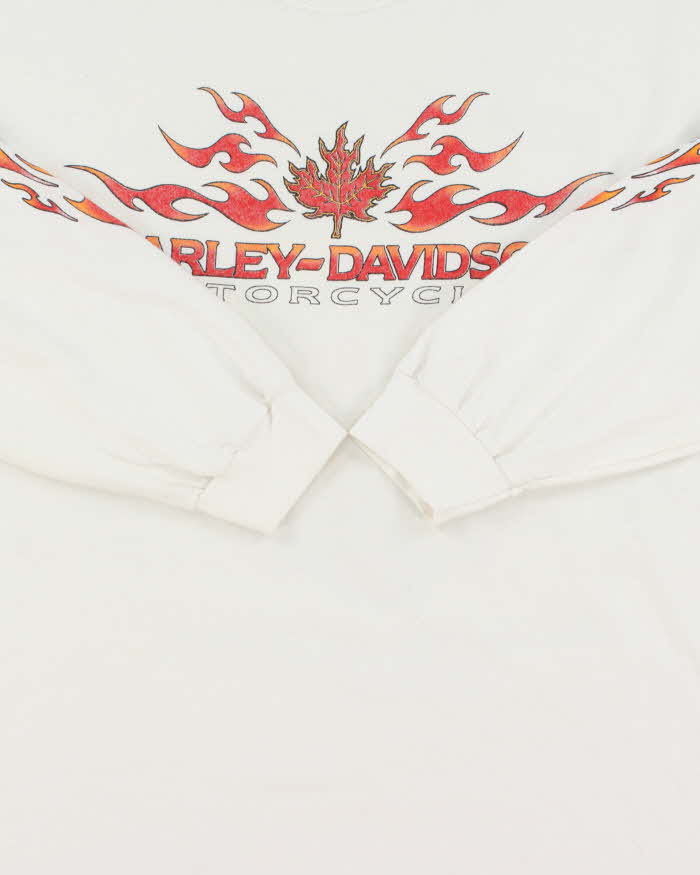 Vintage 2002 Harley Davidson Southern Alberta Made In Canada Heavyweight Flame Long Sleeve Crewneck T-Shirt - L