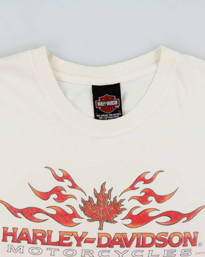 Vintage 2002 Harley Davidson Southern Alberta Made In Canada Heavyweight Flame Long Sleeve Crewneck T-Shirt - L