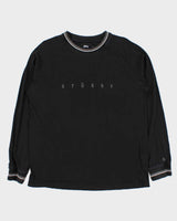 Vintage Stussy Embroidered Spell-Out Long Sleeve Crewneck T-Shirt - XL