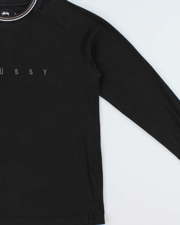 Vintage Stussy Embroidered Spell-Out Long Sleeve Crewneck T-Shirt - XL