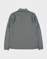 Vintage Y2K 00s Burberry Marl Grey Nova Check Trim Long Sleeve Polo Shirt - XS