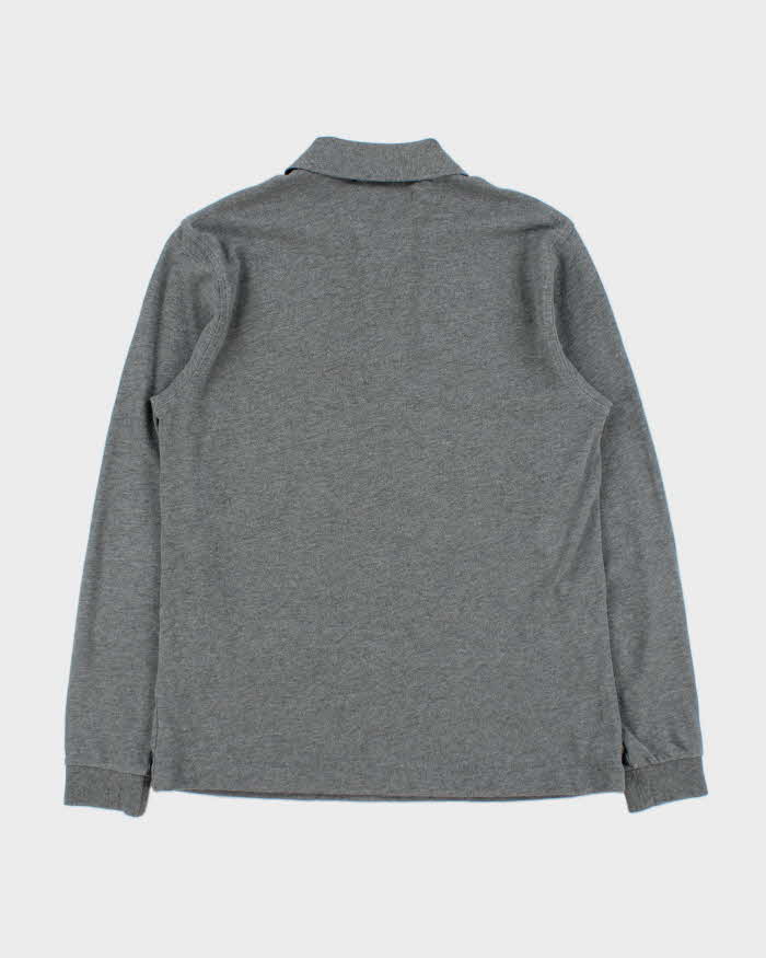 Vintage Y2K 00s Burberry Marl Grey Nova Check Trim Long Sleeve Polo Shirt - XS