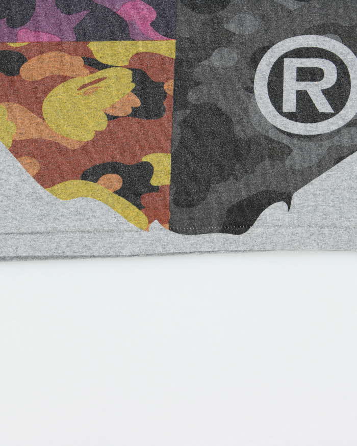 Vintage Bape A Bathing Ape Marl Grey Heavyweight Map Camo Crewneck T-Shirt - M