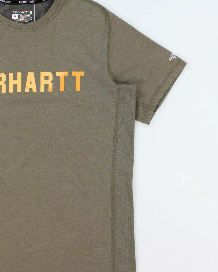 Vintage Carhartt Force Khaki Midweight Relaxed Fit Crewneck Logo T-Shirt - M