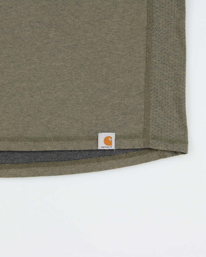 Vintage Carhartt Force Khaki Midweight Relaxed Fit Crewneck Logo T-Shirt - M