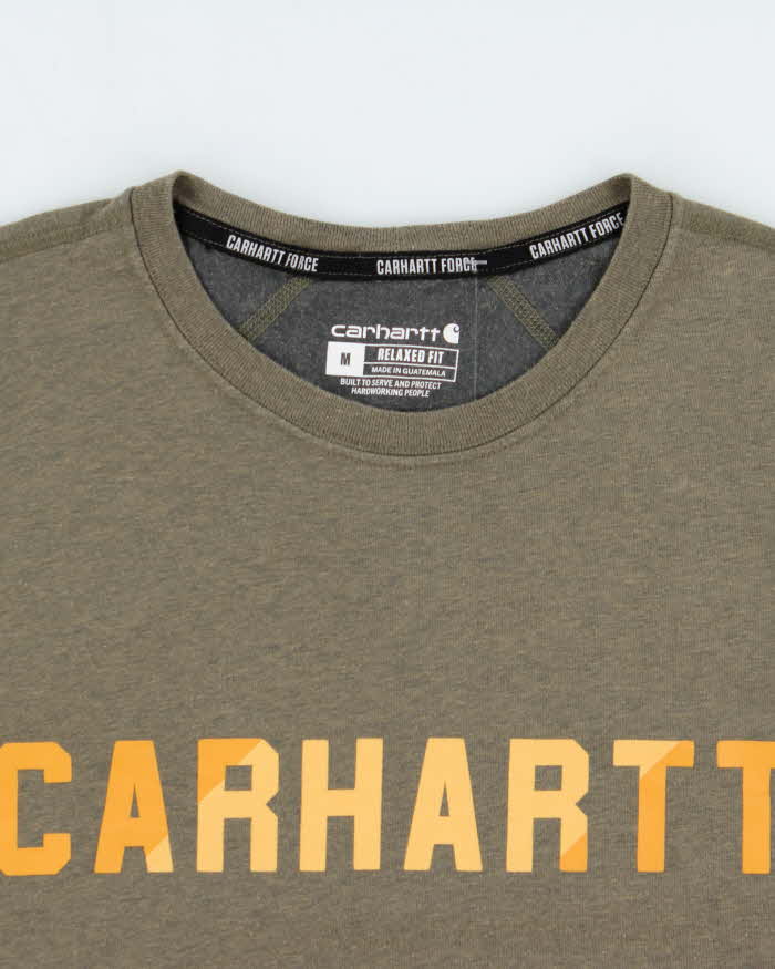 Vintage Carhartt Force Khaki Midweight Relaxed Fit Crewneck Logo T-Shirt - M