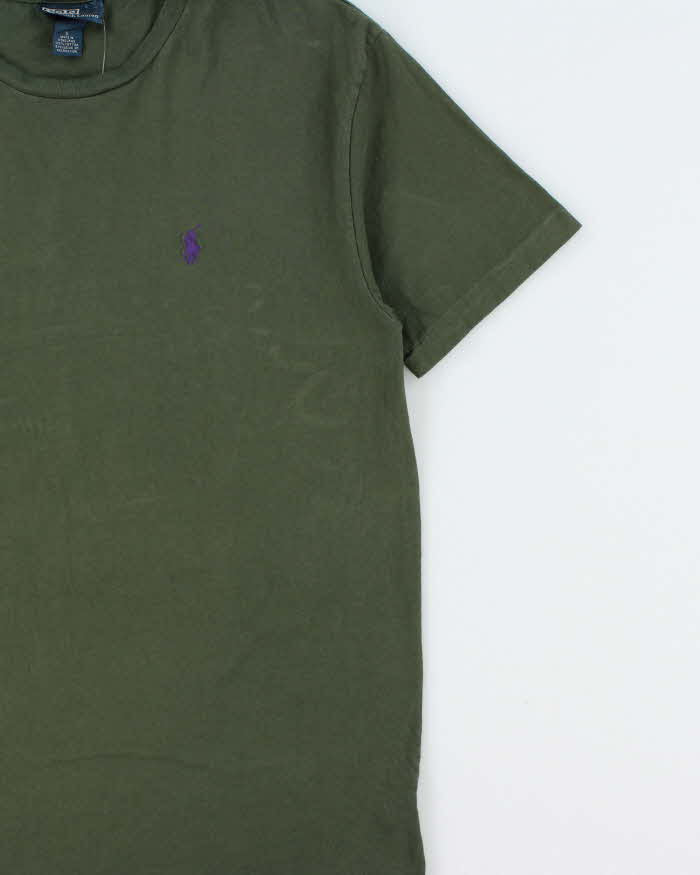 Vintage Y2K 00s Polo Ralph Lauren Khaki Classic Pony Single Stitch Crewneck T-Shirt - S