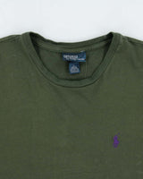 Vintage Y2K 00s Polo Ralph Lauren Khaki Classic Pony Single Stitch Crewneck T-Shirt - S