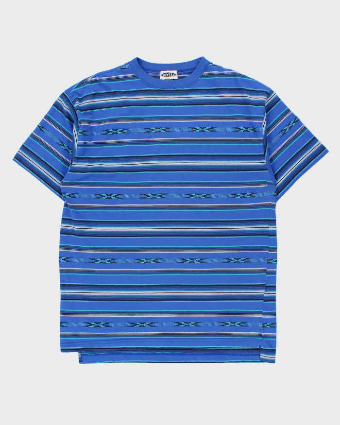 Vintage 1990s Motto Heavyweight Aztec Striped Made In Canada Crewneck T-Shirt - L