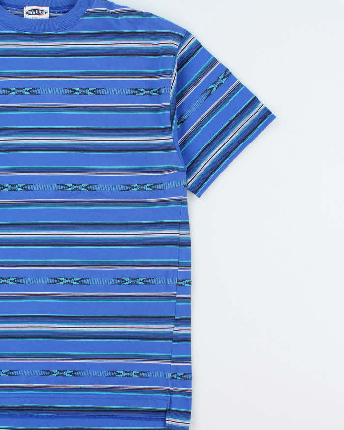 Vintage 1990s Motto Heavyweight Aztec Striped Made In Canada Crewneck T-Shirt - L