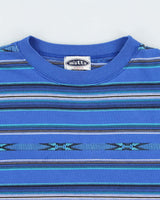 Vintage 1990s Motto Heavyweight Aztec Striped Made In Canada Crewneck T-Shirt - L