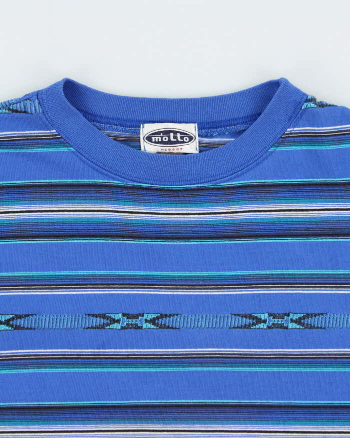 Vintage 1990s Motto Heavyweight Aztec Striped Made In Canada Crewneck T-Shirt - L