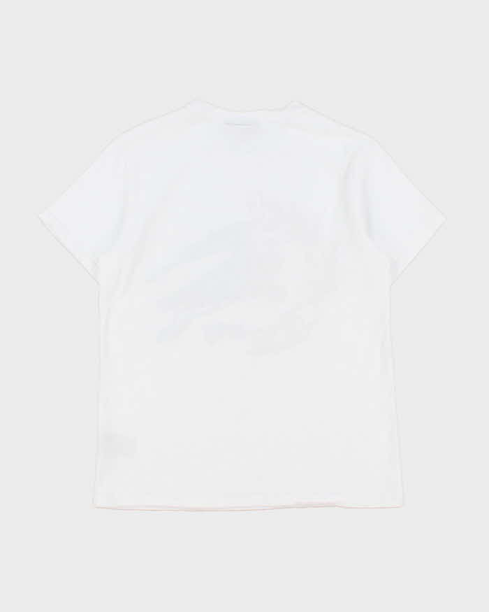 Burberry White Embroidered 'Soleford Splice' Heavyweight Crewneck T-Shirt - M