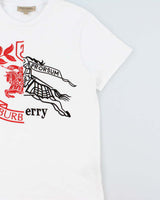 Burberry White Embroidered 'Soleford Splice' Heavyweight Crewneck T-Shirt - M