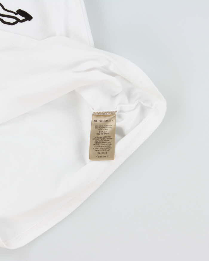 Burberry White Embroidered 'Soleford Splice' Heavyweight Crewneck T-Shirt - M