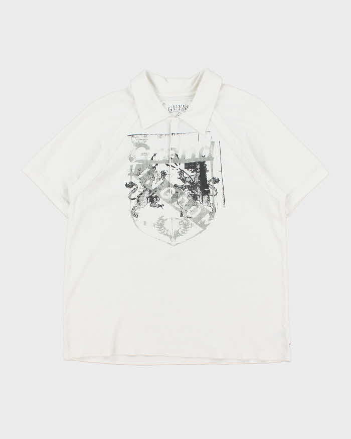 Vintage Y2K 00s Guess Grand Kingdom Short Sleeve Waffle Polo Shirt - L